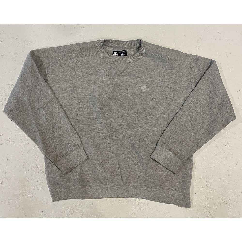 VTG Mens Starter‎ Pro80 Heavyweight Y2K Blank Sweatshirt Sz M Grey Crewneck